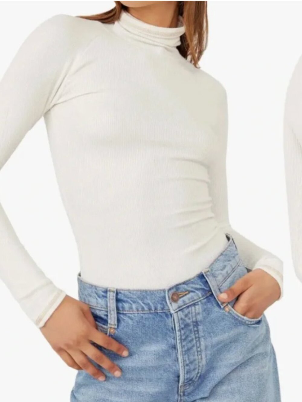 Free People Hi Hon Turtleneck Top CREAM Size M